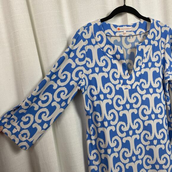 Jude Connally Blue Swirl Megan 3/4 Sleeve Jude Cloth Shift Dress Sz.L - Picture 9 of 14